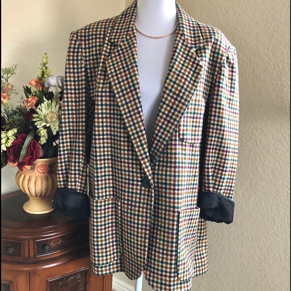 NWOT Vintage Houndstooth Wool Blazer